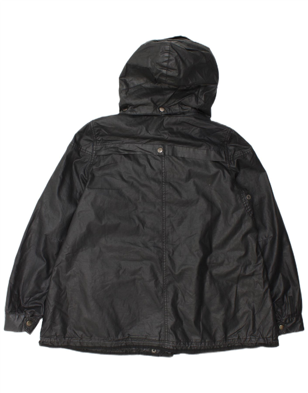 Zara Womens Hooded Oversized Utility Jacket UK 14 Médio Preto Poliéster