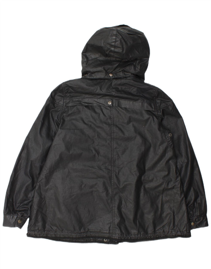Zara Womens Hooded Oversized Utility Jacket UK 14 Médio Preto Poliéster