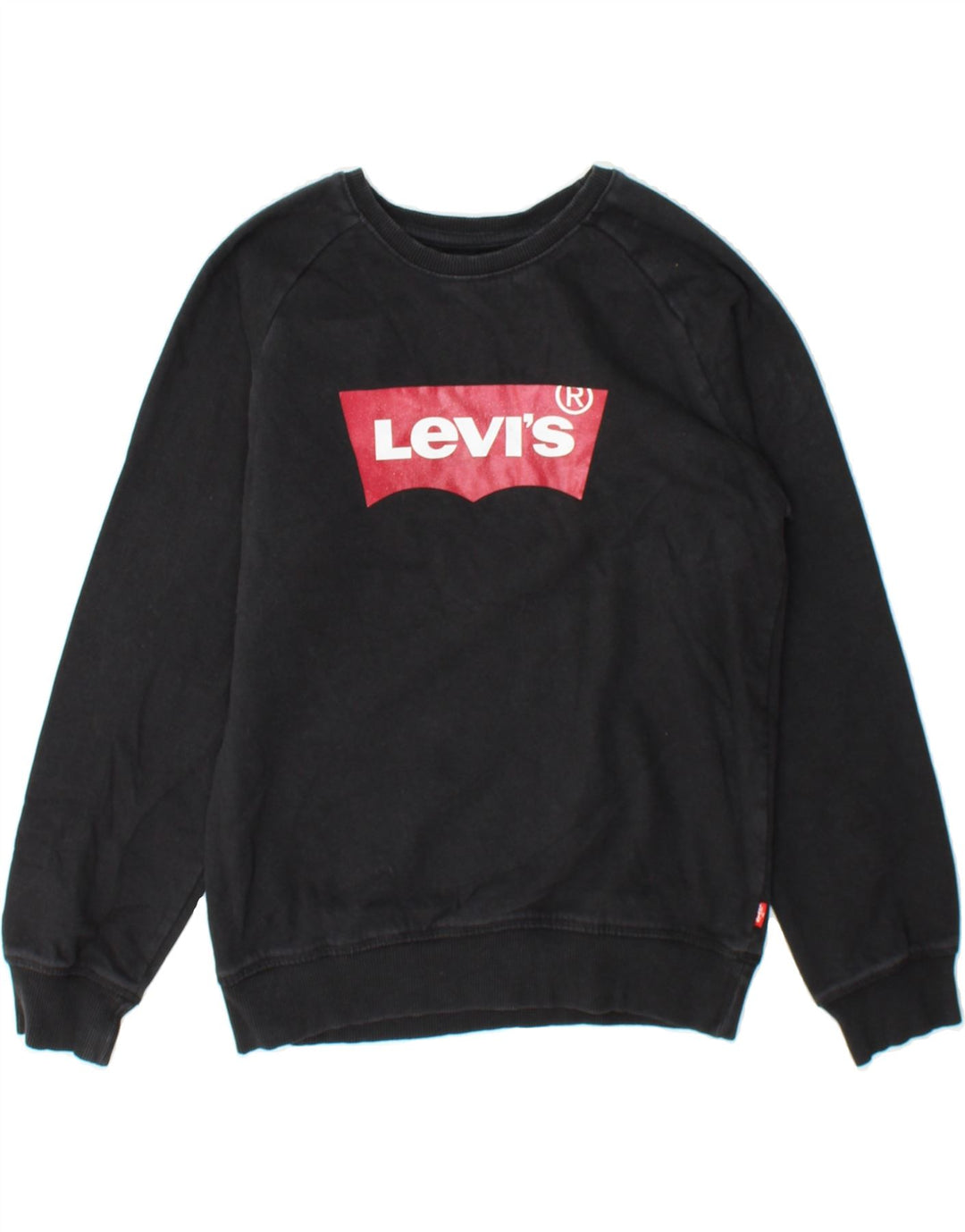 LEVI'S Boys Graphic Sweatshirt Jumper 11-12 Years XL Black Cotton Vintage Levi's and Second-Hand Levi's from Messina Hembry 
