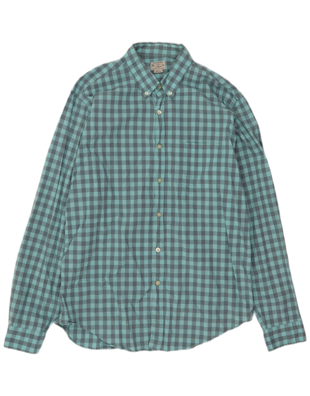 Camisa masculina J. Crew grande algodão guingão azul
