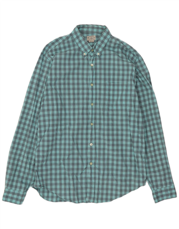 Camisa masculina J. Crew grande algodão guingão azul