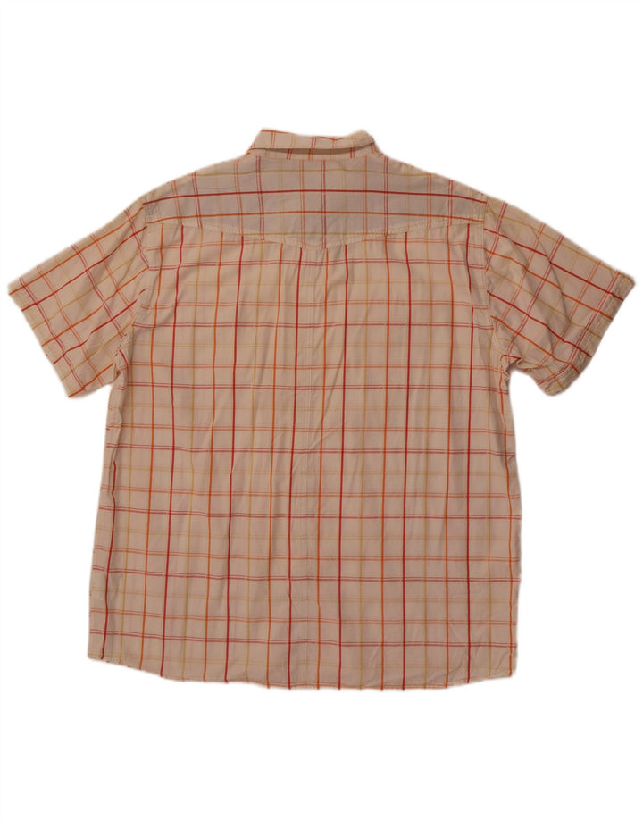 Animal Mens Camisa de manga curta XL Off White Check Cotton