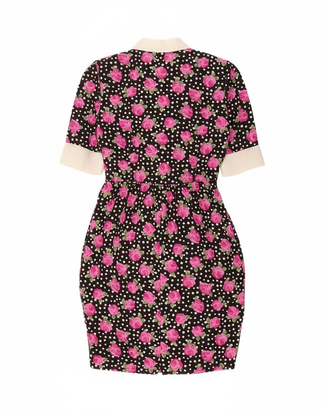 Vestido Bodycon feminino vintage IT 46 grande poliéster floral preto