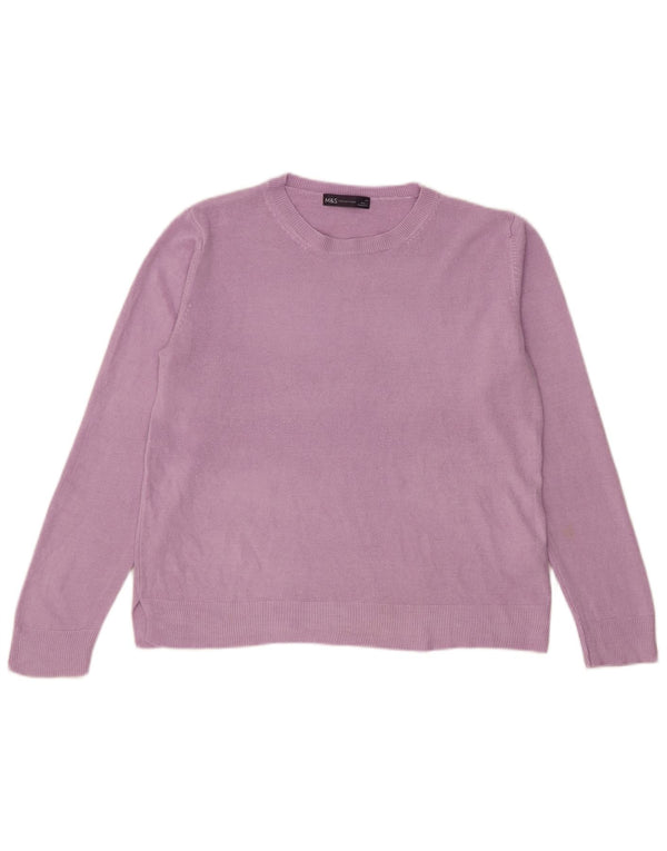 Suéter feminino Marks & Spencer com gola redonda, Reino Unido 14, grande, roxo, acrílico