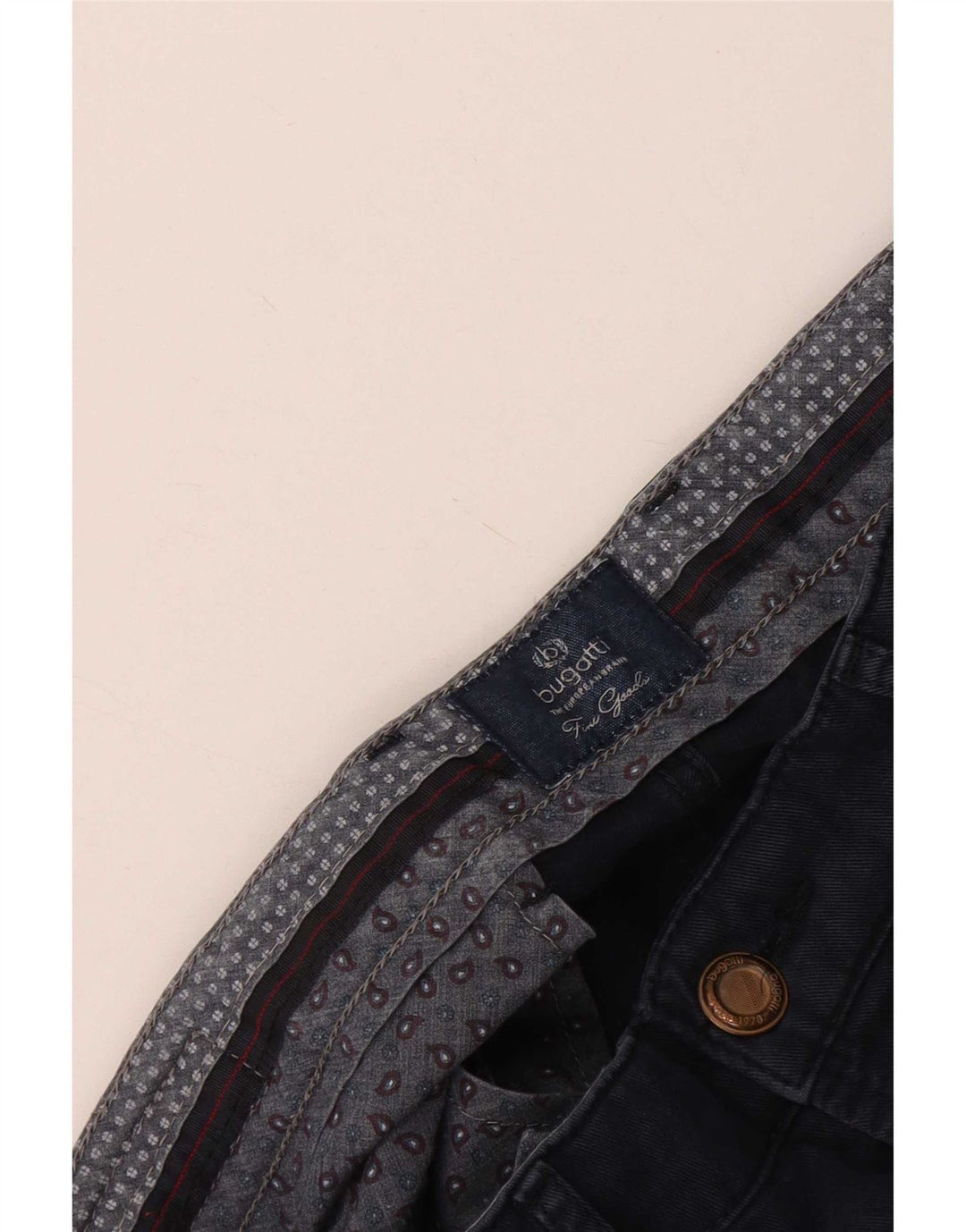 Calça Bugatti Masculina Reta Casual W34 L29 Azul Marinho