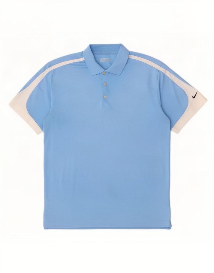 Camisa polo masculina Nike grande azul colorblock poliéster