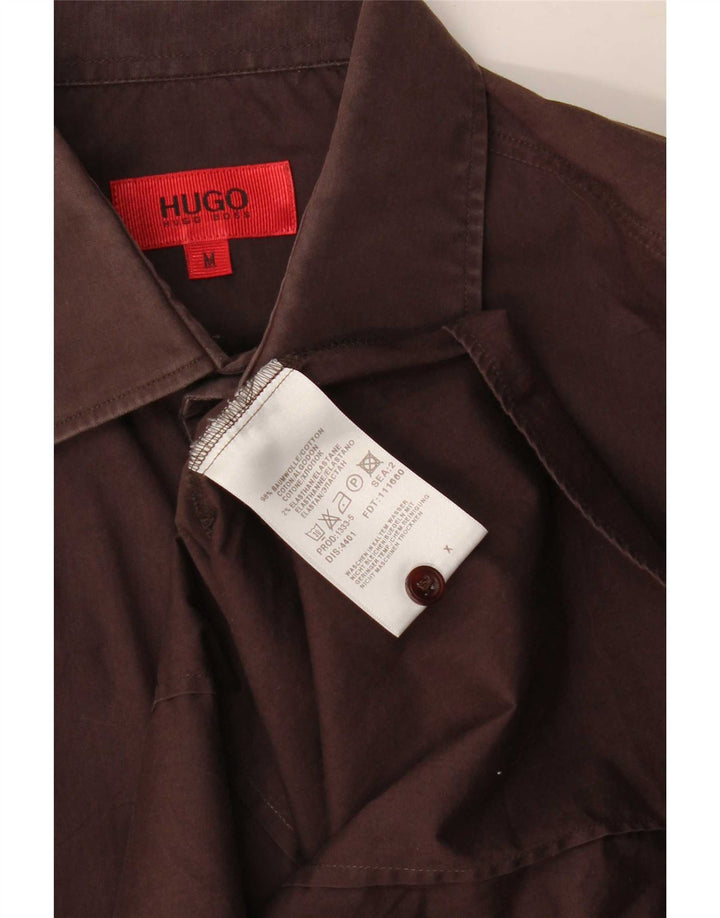 Camisa masculina Hugo Boss de algodão marrom médio