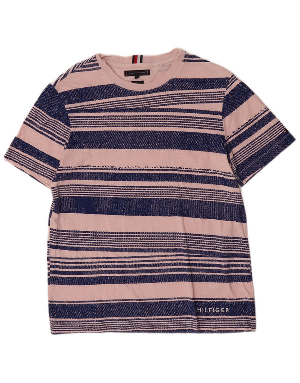 Camiseta masculina Tommy Hilfiger Regular Fit Top médio listrado rosa
