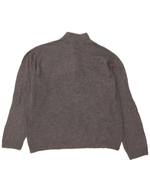 Chaps Mens Zip Neck Jumper Sweater XL Grey Cotton