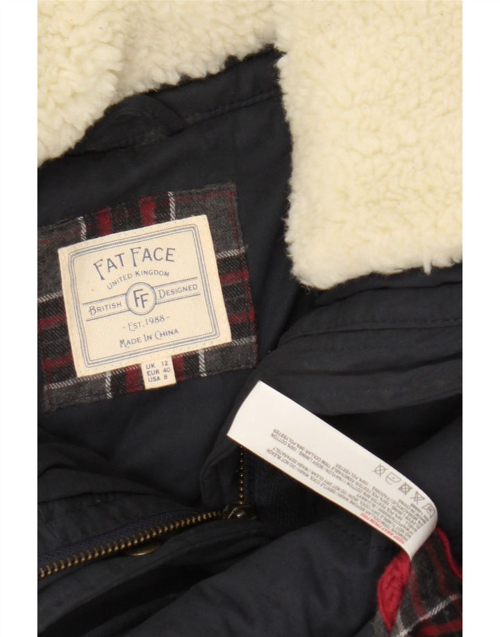 Jaqueta acolchoada feminina Fat Face UK 12 poliéster azul marinho médio