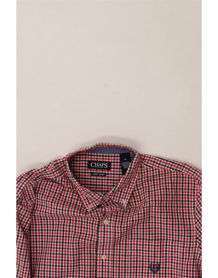 CHAPS Mens Easy Care Shirt Medium Red Check Cotton Vintage Chaps and Second-Hand Chaps from Messina Hembry 