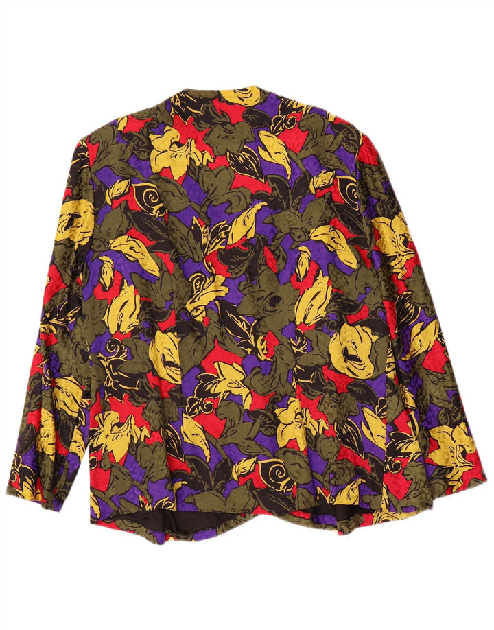 Jaqueta blazer feminina vintage com padrão abstrato Reino Unido 16 grande multicolorida