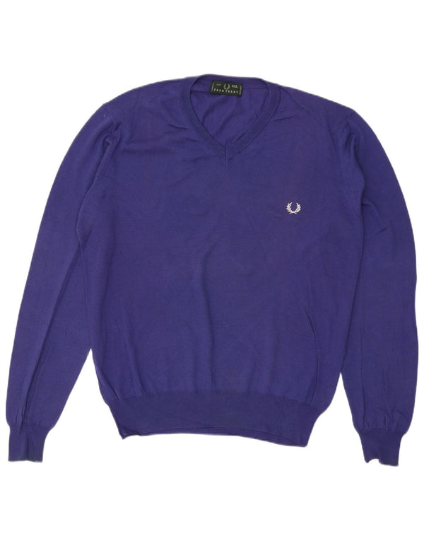 Fred Perry Suéter masculino com decote em V 2XL algodão roxo
