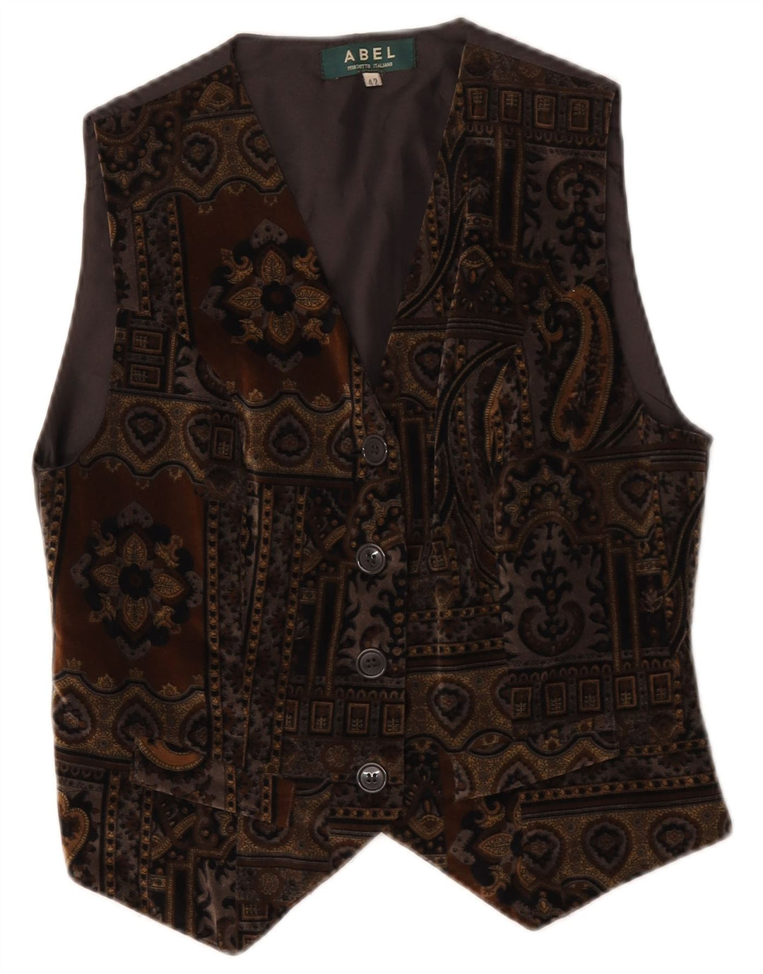 Colete feminino de veludo Abel IT 42 médio marrom paisley