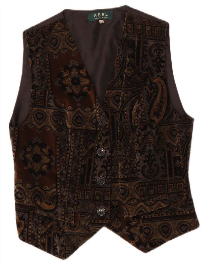Colete feminino de veludo Abel IT 42 médio marrom paisley