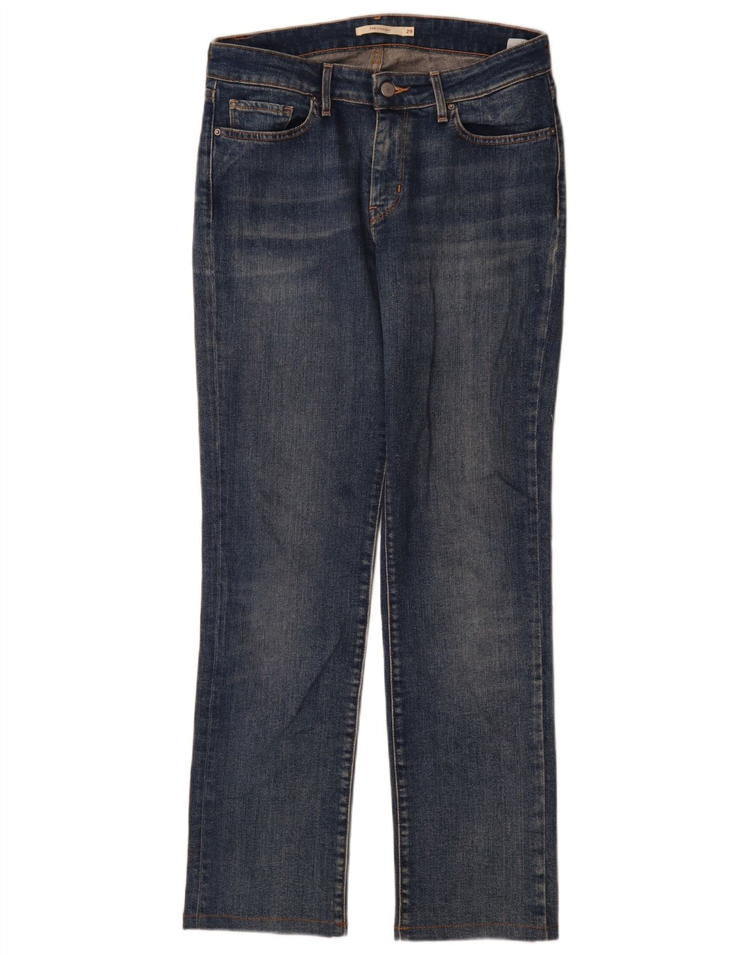 Calça jeans feminina Levi's 714 Straight W29 L30 azul algodão