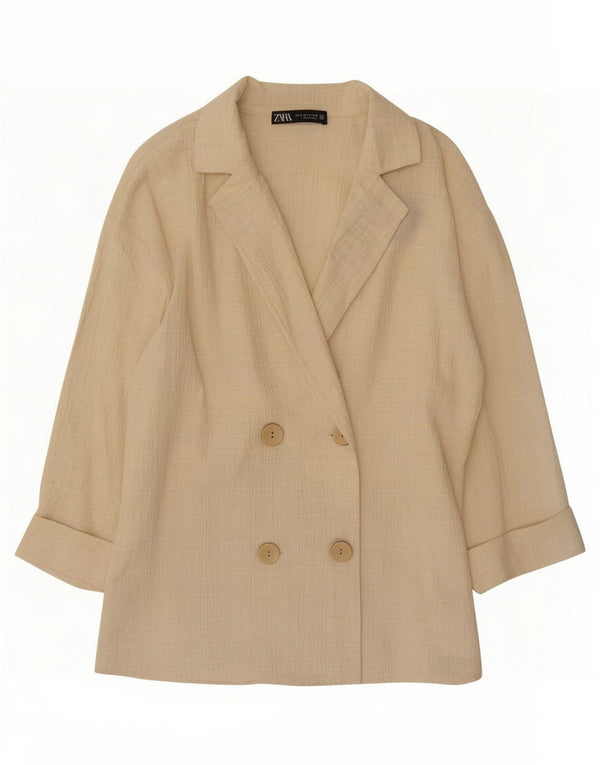 Zara Jaqueta blazer feminina oversized com peito duplo Reino Unido 10 pequena bege