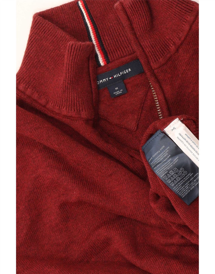 Suéter masculino Tommy Hilfiger com zíper e gola média algodão Borgonha