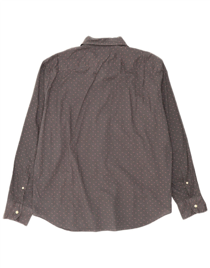 J. CREW Camisa masculina sob medida XL algodão manchado cinza