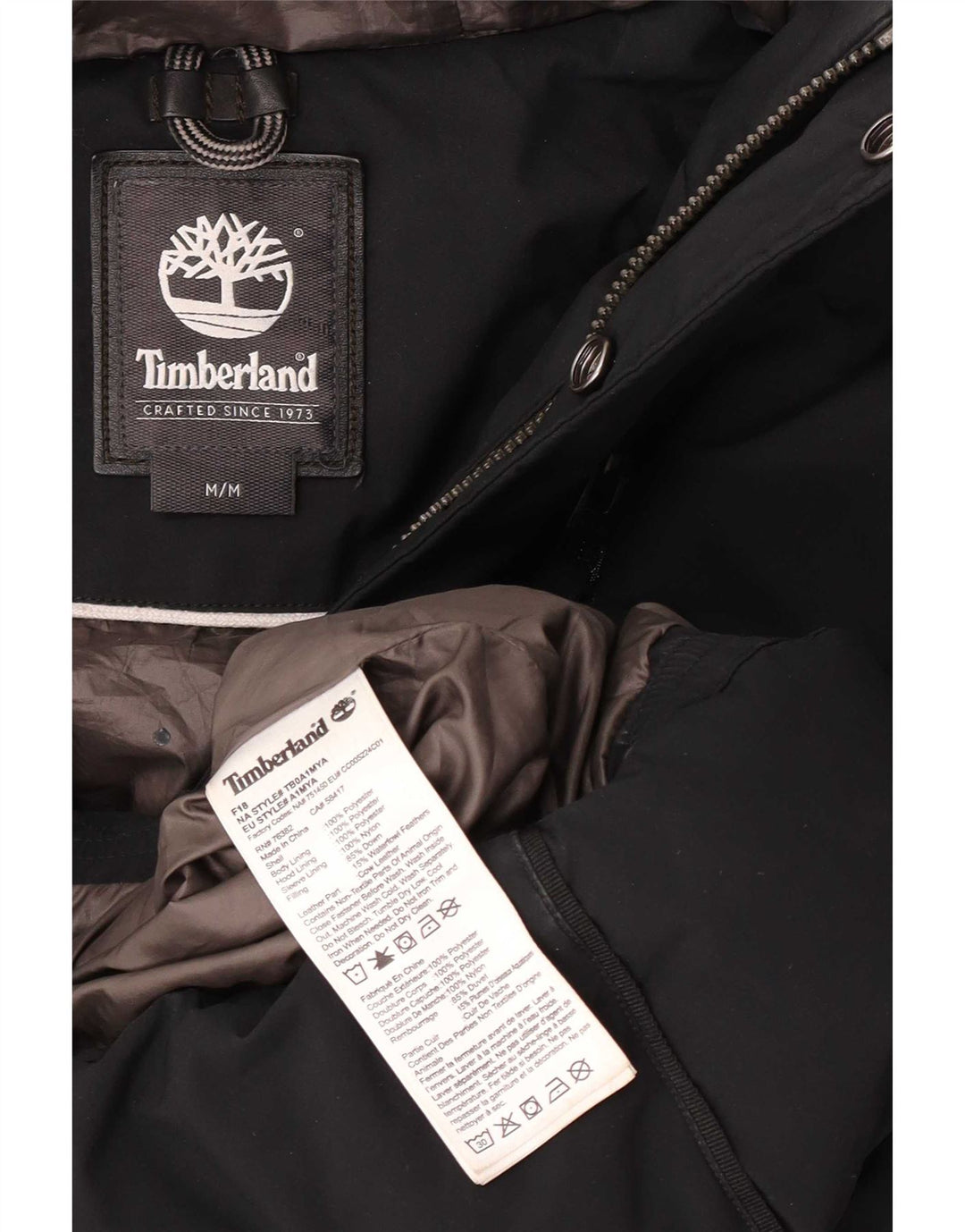 Jaqueta acolchoada com capuz masculina Timberland UK 38 poliéster preto médio
