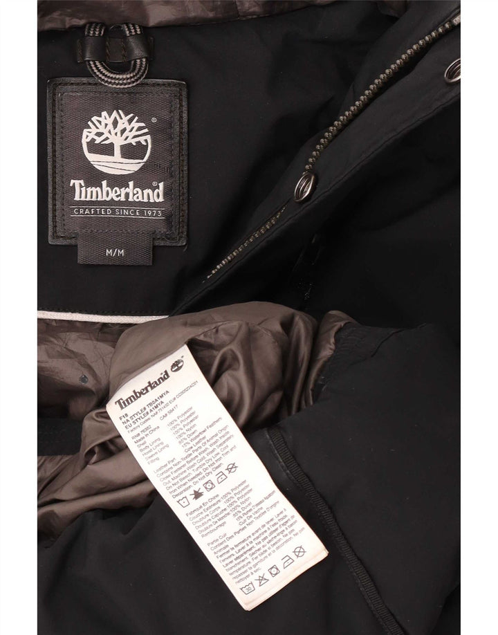 Jaqueta acolchoada com capuz masculina Timberland UK 38 poliéster preto médio