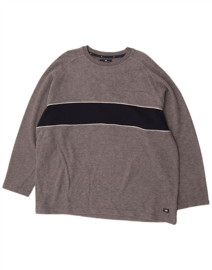 Top masculino Marks & Spencer Blue Harbour manga comprida 2XL bloco colorido cinza