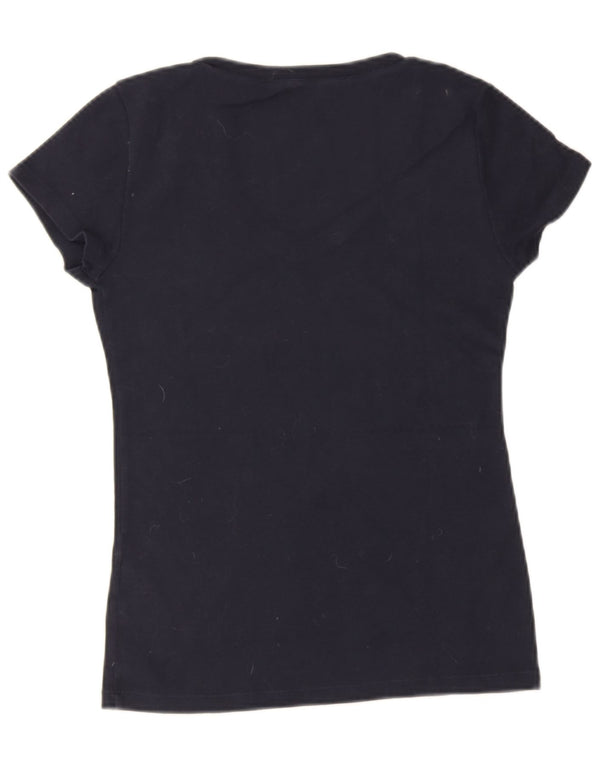 Camiseta feminina Tommy Hilfiger UK 12 médio algodão azul marinho