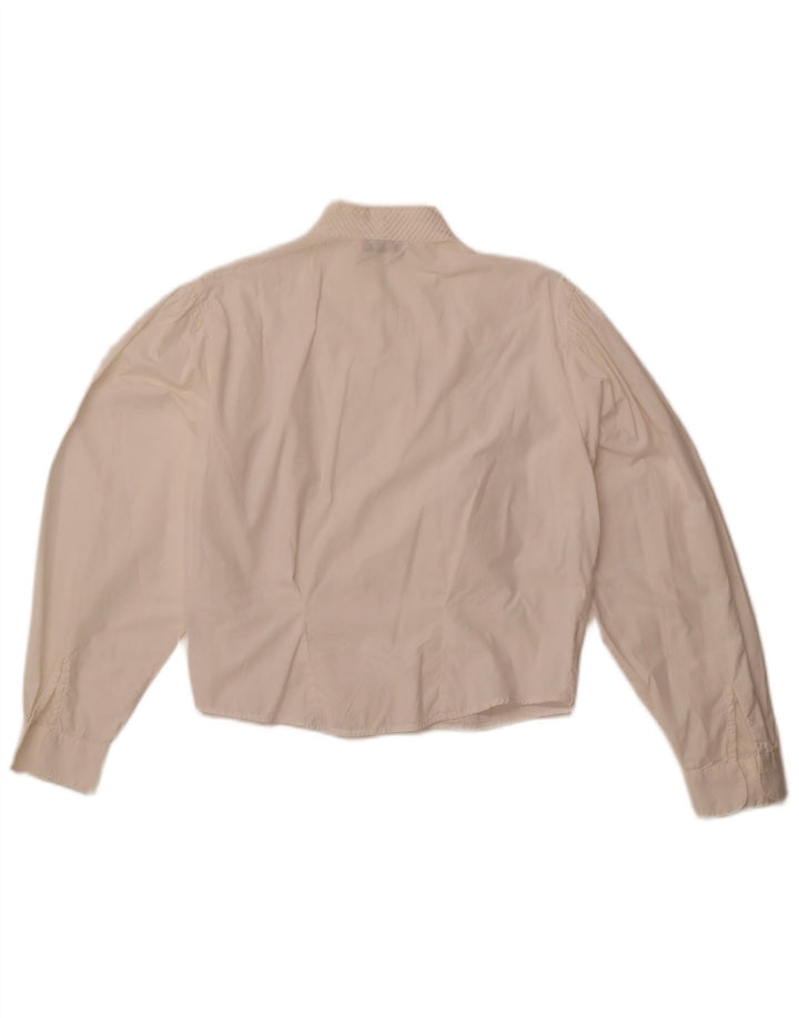 Enara Camice blusa feminina cropped Reino Unido 14 algodão branco médio