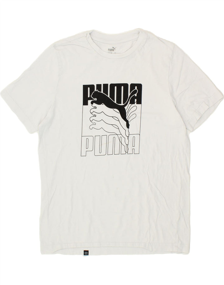 PUMA Mens Graphic T-Shirt Top Medium White Cotton Vintage Puma and Second-Hand Puma from Messina Hembry 