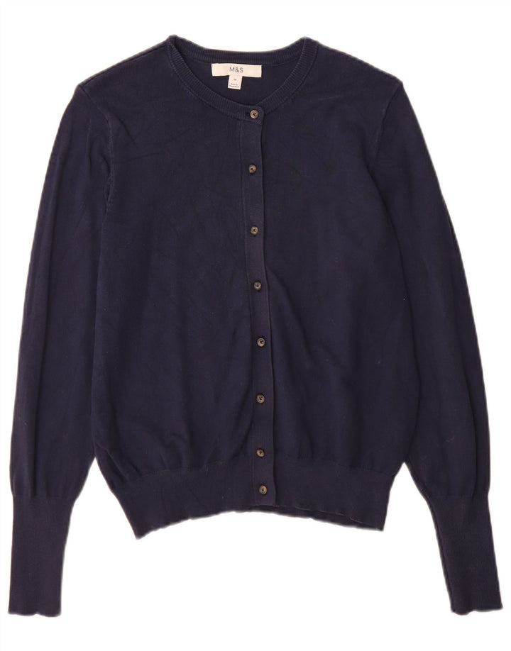 Suéter cardigã feminino Marks & Spencer UK 14 viscose azul marinho médio