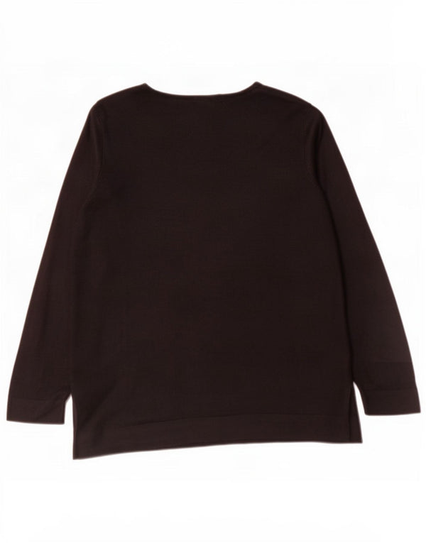 Suéter feminino Marks & Spencer com gola canoa Reino Unido 18 XL preto floral