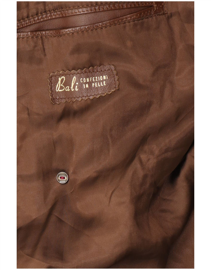 Casaco de couro masculino VINTAGE Reino Unido 38 couro marrom médio