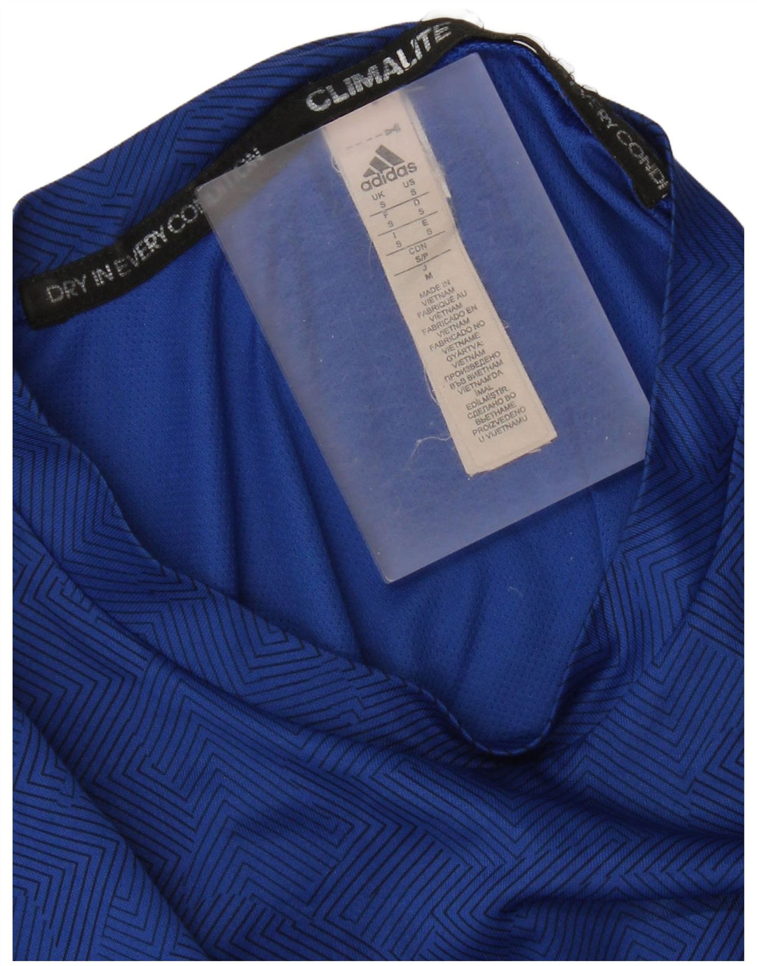 Adidas Womens Climalite Camiseta Top Pequeno Azul Geométrico Poliéster