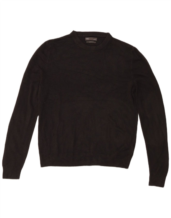 Suéter masculino Marks & Spencer com gola redonda, acrílico preto grande