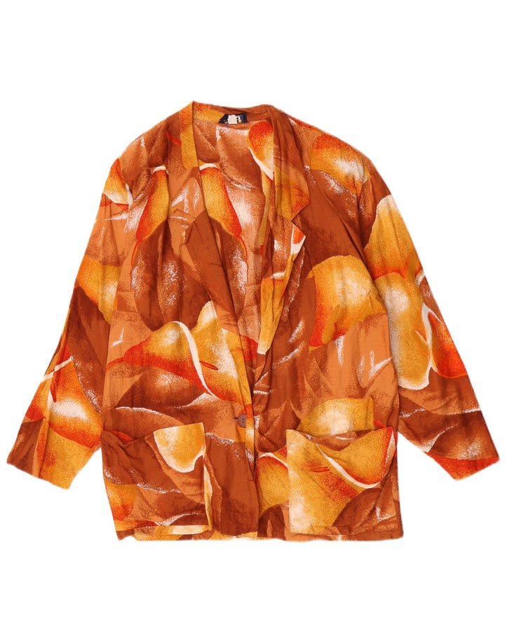 Jaqueta blazer feminina Rene com 1 botão IT 44 marrom médio floral