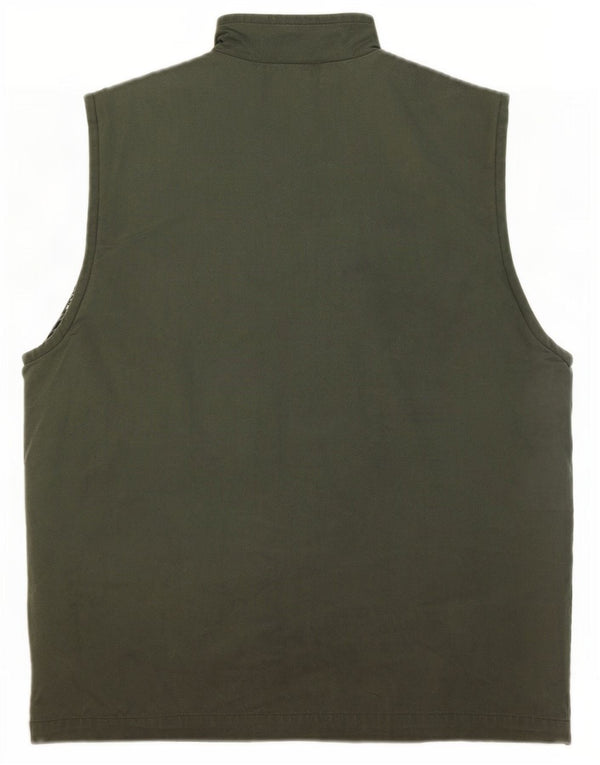 Colete utilitário masculino vintage UK 38 algodão cáqui médio