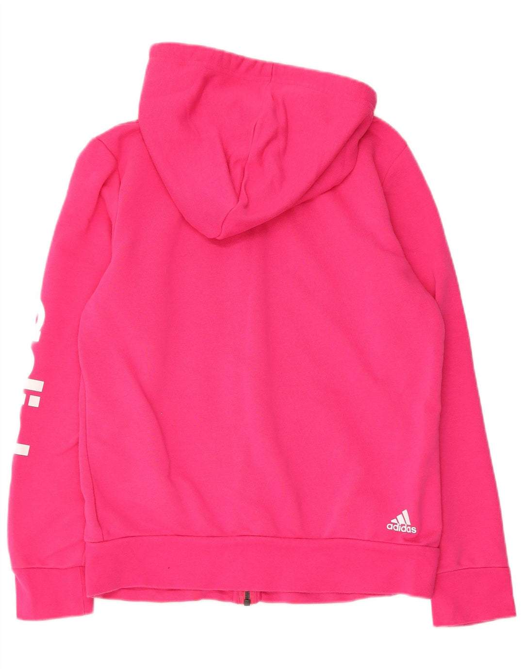 ADIDAS Suéter feminino com capuz e zíper gráfico UK 16/18 grande algodão rosa