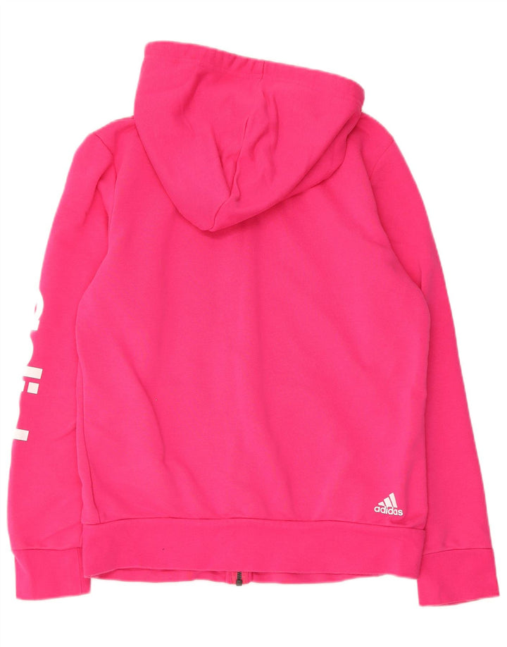 ADIDAS Suéter feminino com capuz e zíper gráfico UK 16/18 grande algodão rosa