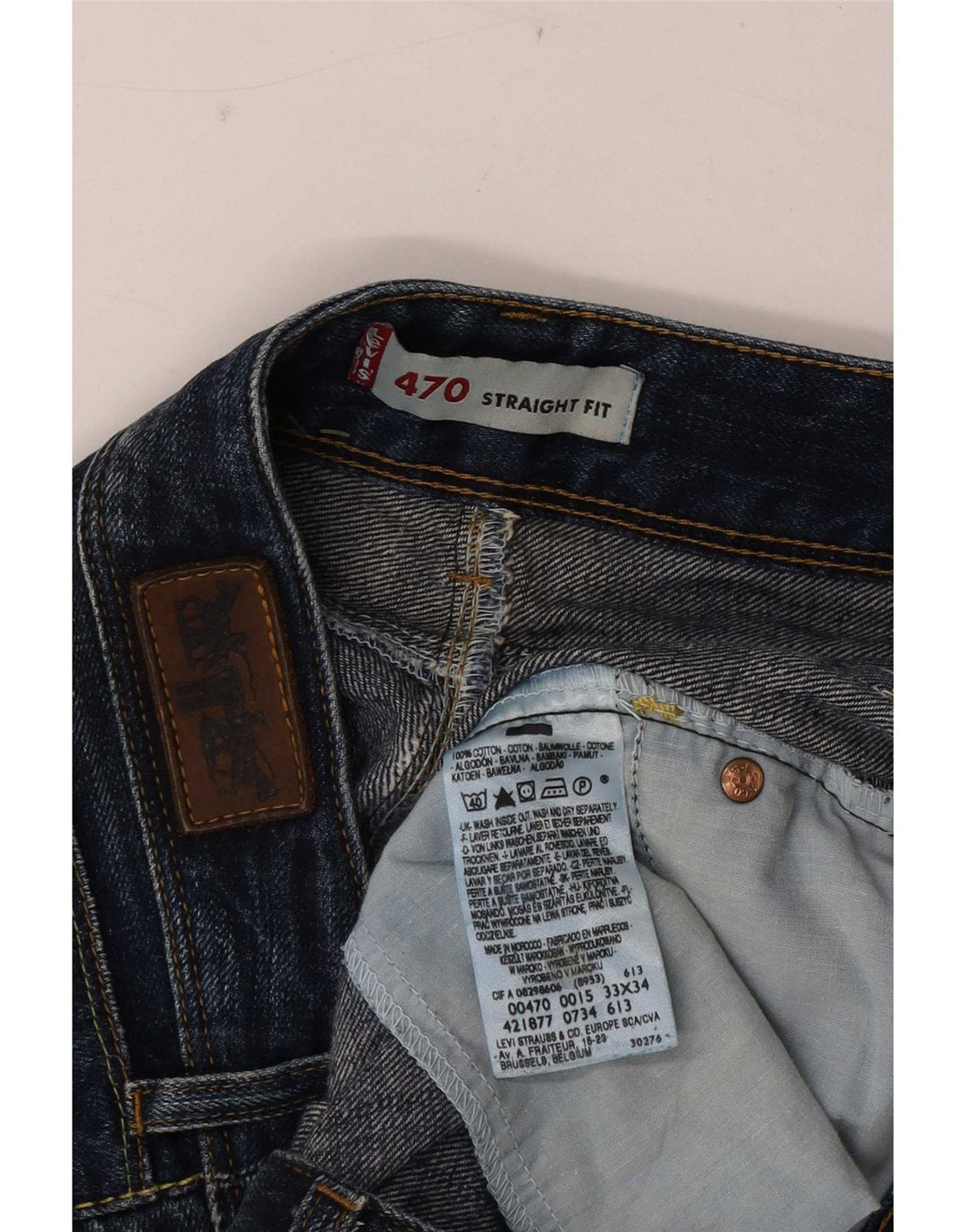 Calça jeans feminina Levi's 470 Straight W33 L34 azul marinho algodão