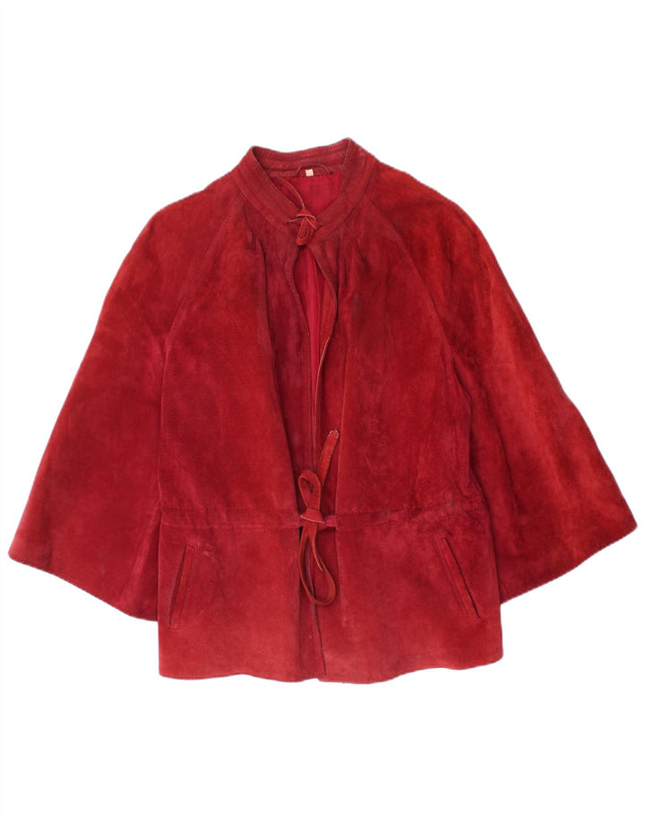 Jaqueta feminina vintage de camurça manga 3/4 IT 44 vermelho médio
