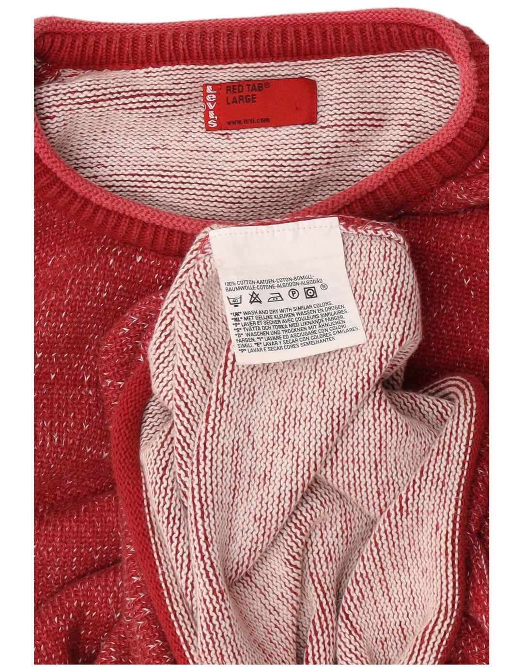 Suéter masculino Levi's com gola redonda, grande algodão manchado vermelho