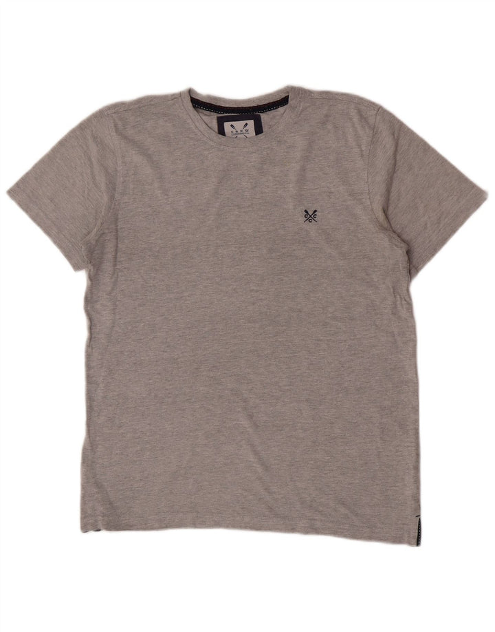 Camiseta masculina Crew Clothing Top pequeno algodão cinza