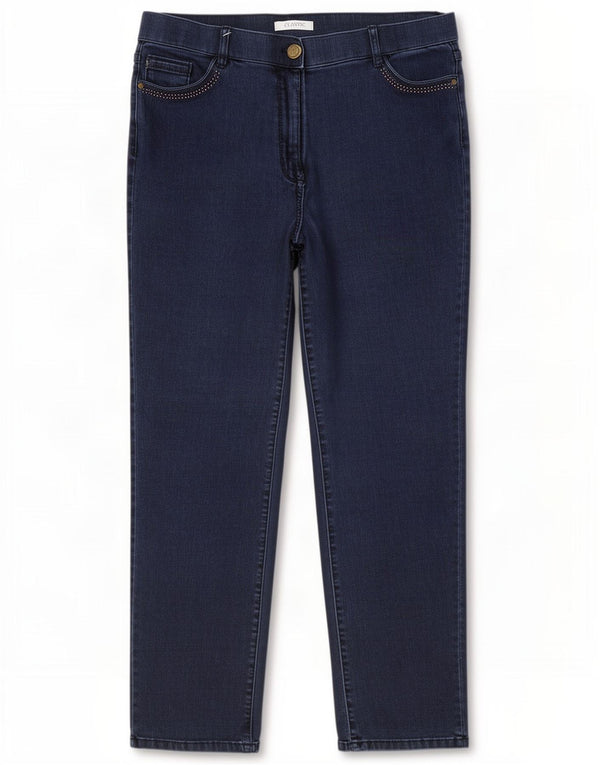 Jeans retos femininos Marks & Spencer Reino Unido 16 grande W34 L29 azul marinho