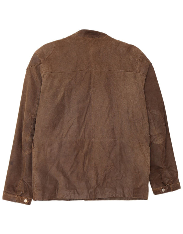 Jaqueta utilitária de couro para motocicleta masculina vintage Reino Unido 38 marrom médio