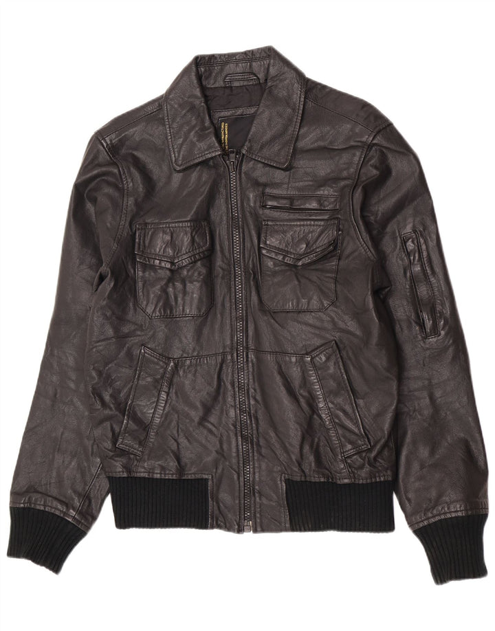 Jaqueta de couro masculina Jack & Jones UK 36 pequena preta