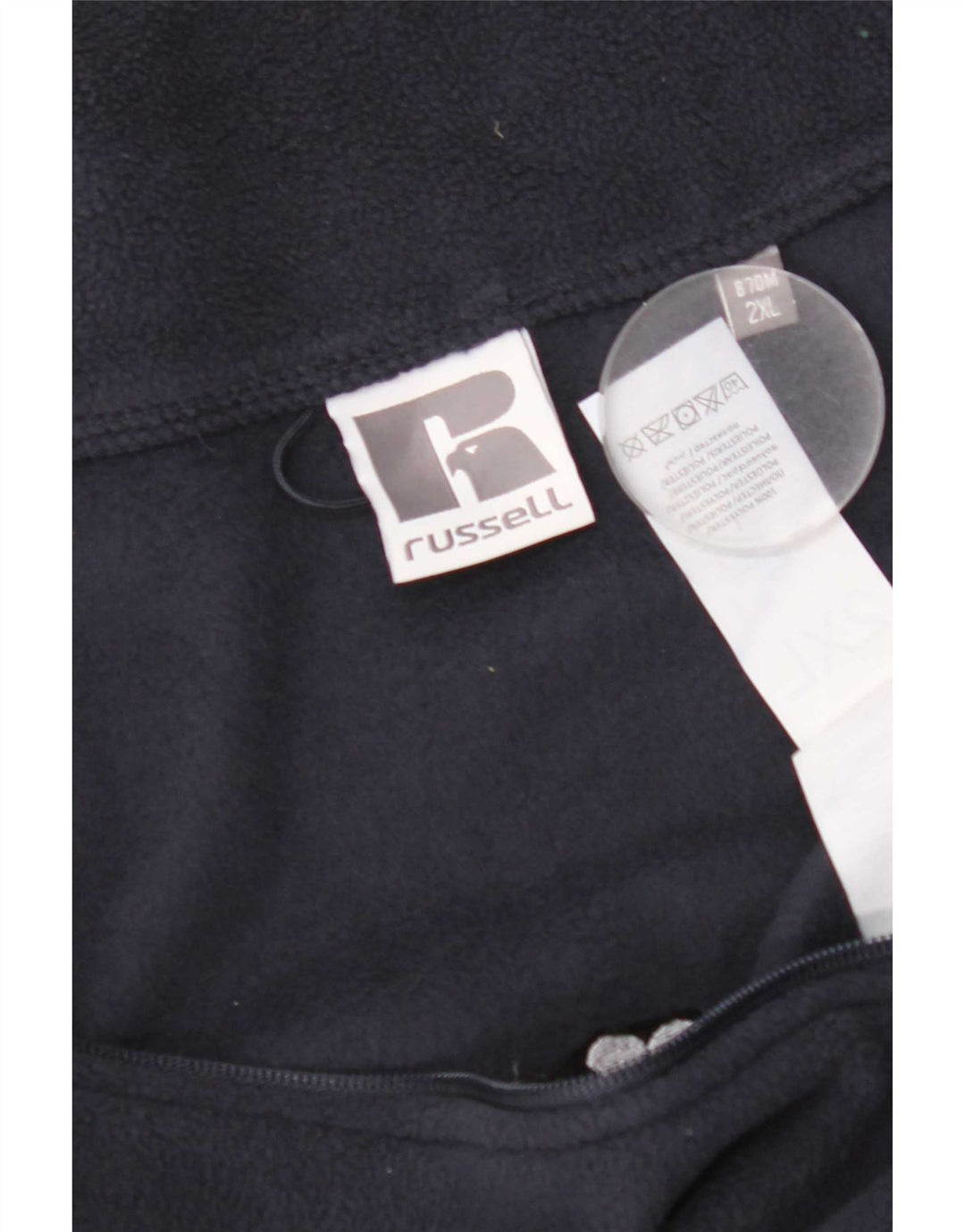 Jaqueta de lã gráfica masculina Russell Athletic Reino Unido 44 2XL poliéster azul marinho