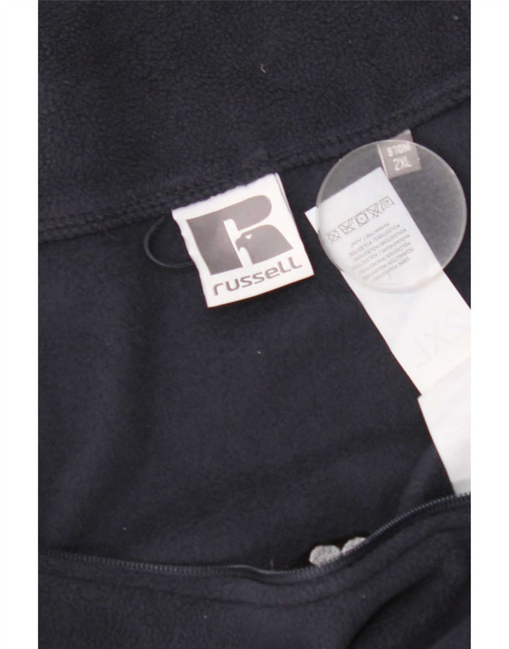 Jaqueta de lã gráfica masculina Russell Athletic Reino Unido 44 2XL poliéster azul marinho