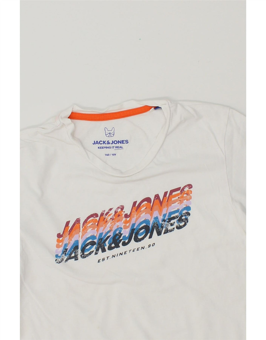 JACK & JONES Boys Graphic T-Shirt Top 9-10 Years White Cotton Vintage Jack & Jones and Second-Hand Jack & Jones from Messina Hembry 