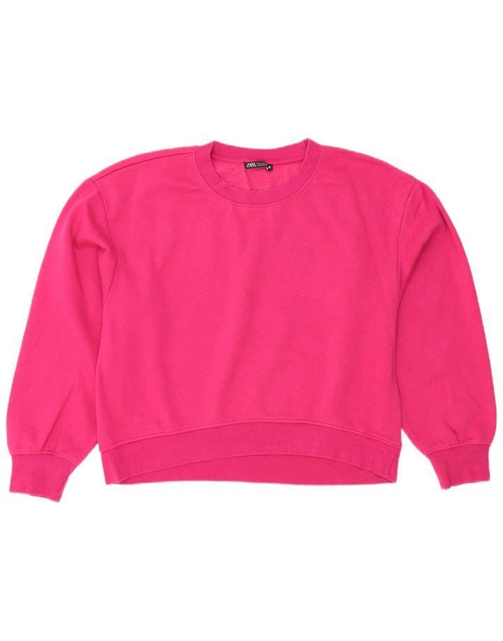 Zara Mulher Moletom Cropped UK 16 Grande Rosa