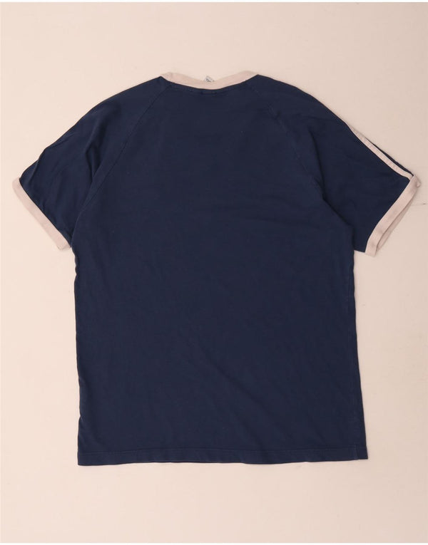 Adidas Mens Camiseta Top Médio Algodão Azul Marinho